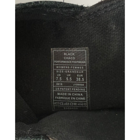 CHACO Fossil Ankle Boots Women’s 7.5 Black Leather Tassel Back Zip Stacked Heel - Picture 14 of 16